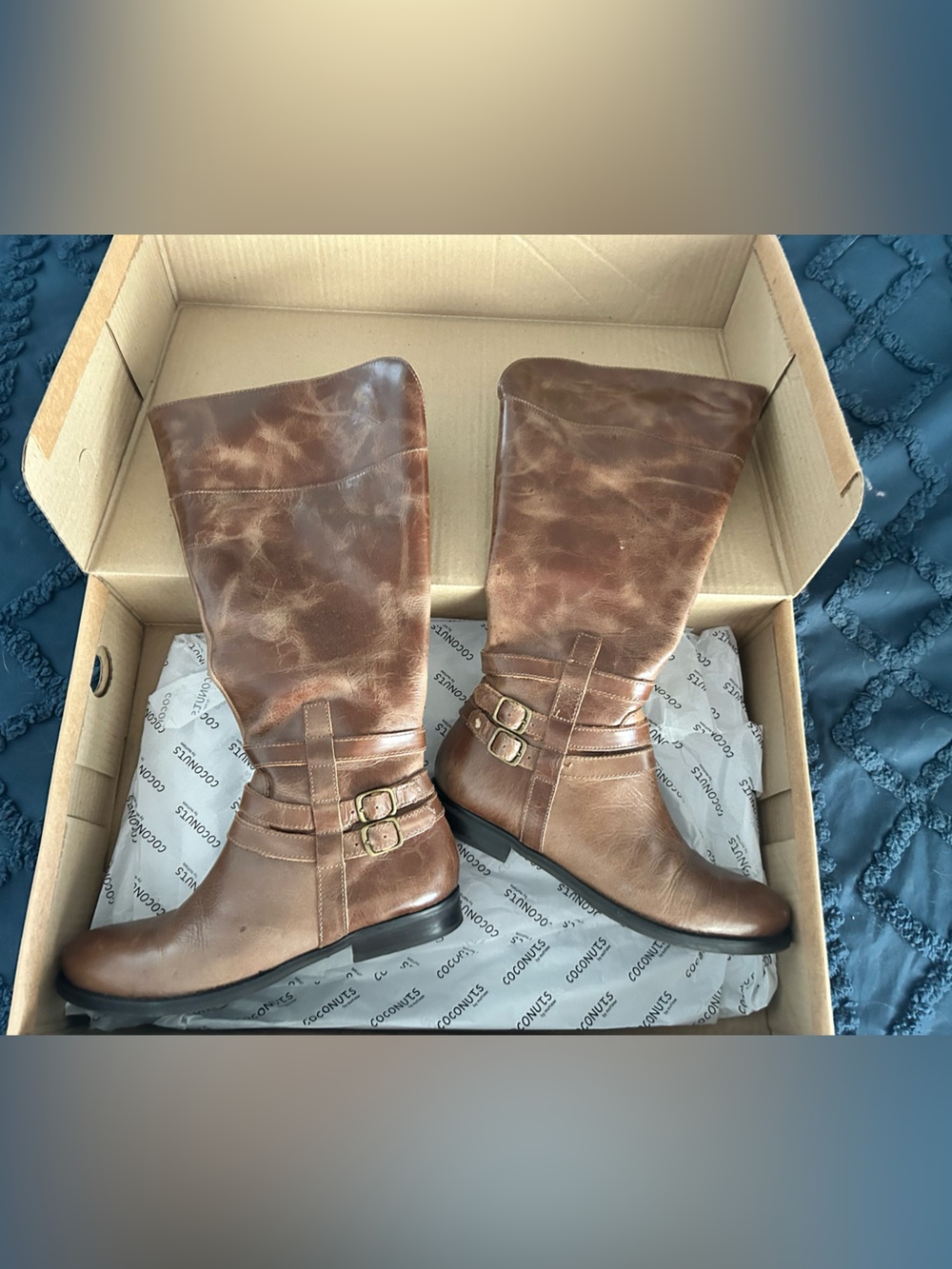 Coconuts Brown Mid-Calf Women’s distressed look Boots size 8 1/2 wide calf